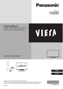 Manual Panasonic TC-55AS800 Viera LCD Television