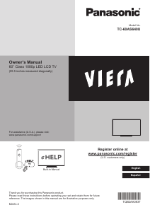 Manual Panasonic TC-60AS640U Viera LCD Television
