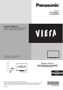 Manual Panasonic TC-55AS650 Viera LCD Television