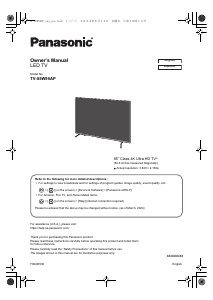 Manual de uso Panasonic TV-85W95AP Televisor de LED