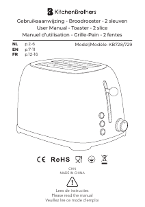 Mode d’emploi KitchenBrothers KB728 Grille pain