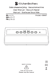Mode d’emploi KitchenBrothers KB667 Appareils de mise sous vide