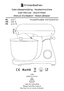 Mode d’emploi KitchenBrothers KB722 Robot sur socle