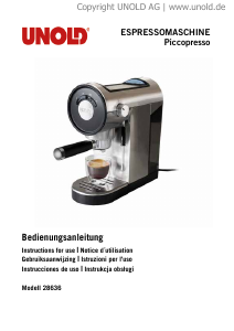 Handleiding Unold 286360 Piccopresso Espresso-apparaat
