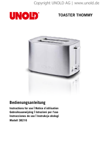 Manuale Unold 38216 Thommy Tostapane