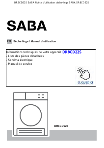 Mode d’emploi SABA DR8CD22S Sèche-linge