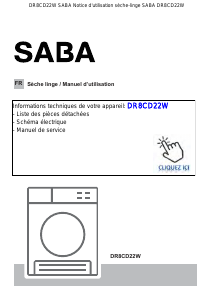 Mode d’emploi SABA DR8CD22W Sèche-linge