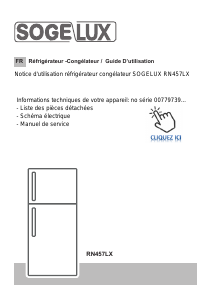 Mode d’emploi Sogelux RN457LX Réfrigérateur combiné