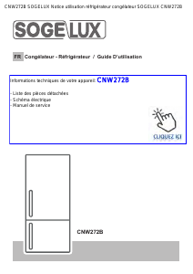 Mode d’emploi Sogelux CNW272B Réfrigérateur combiné