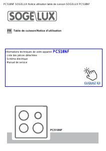 Mode d’emploi Sogelux PC518NF Table de cuisson