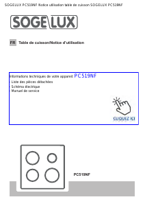 Mode d’emploi Sogelux PC519NF Table de cuisson