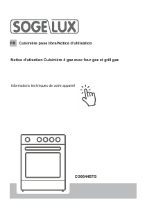 Mode d’emploi Sogelux CG6644BTS Cuisinière