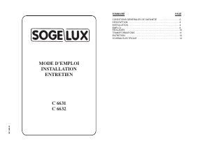 Mode d’emploi Sogelux C6631 Cuisinière