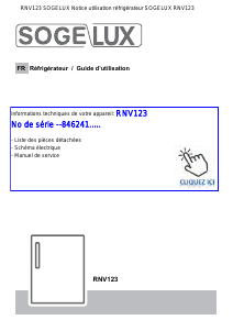 Mode d’emploi Sogelux RNV123 Réfrigérateur