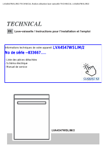 Mode d’emploi Technical LVA4547WSLIM/2 Lave-vaisselle