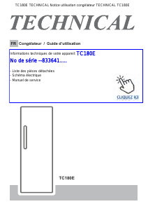 Mode d’emploi Technical TC180E Congélateur
