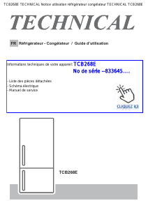 Mode d’emploi Technical TCB268E Réfrigérateur combiné