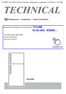 Mode d’emploi Technical T2P168E Réfrigérateur combiné