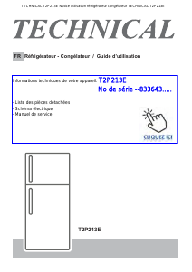 Mode d’emploi Technical T2P213E Réfrigérateur combiné