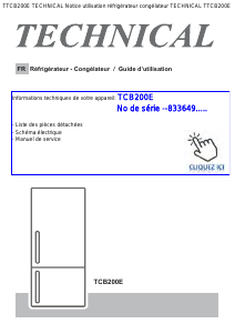 Mode d’emploi Technical TCB200E Réfrigérateur combiné