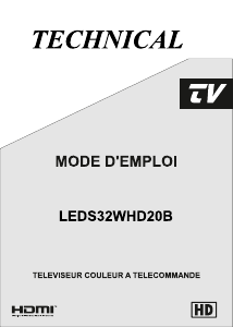 Mode d’emploi Technical LEDS32WHD20B Téléviseur LED