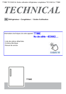 Mode d’emploi Technical TT88E Réfrigérateur