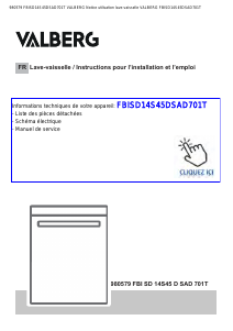 Mode d’emploi Valberg FBI SD 14S45 D SAD 701T Lave-vaisselle