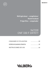 Mode d’emploi Valberg CNF 330 F DX701T Réfrigérateur combiné