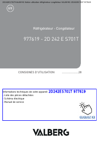 Mode d’emploi Valberg 2D 242 E S701T Réfrigérateur combiné