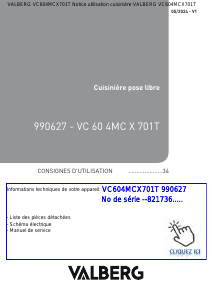 Mode d’emploi Valberg VC604MCX701T Cuisinière