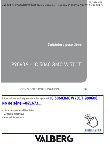 Mode d’emploi Valberg IC50603MCW701T Cuisinière