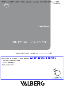 Mode d’emploi Valberg WF 1214 A S701T Lave-linge