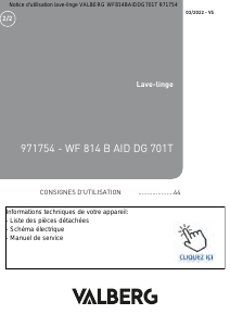 Mode d’emploi Valberg WF 814 B AID DG 701T Lave-linge