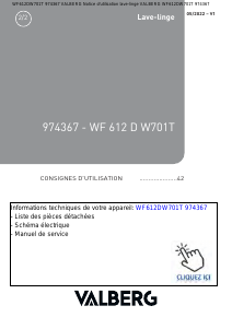 Mode d’emploi Valberg WF 612 D W701T Lave-linge