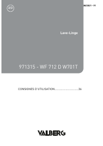 Mode d’emploi Valberg WF 712 D W701T Lave-linge
