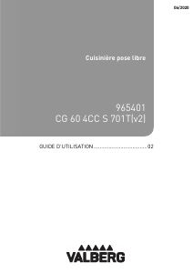 Mode d’emploi Valberg CG604CCS701TV2 Cuisinière