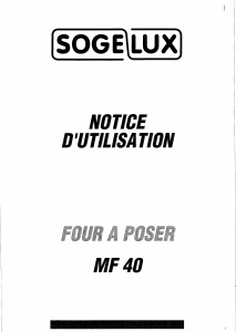 Mode d’emploi Sogelux MF40B Four