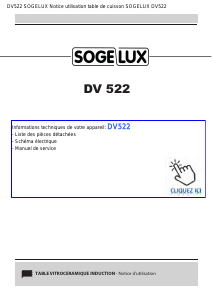 Mode d’emploi Sogelux DV522 Table de cuisson