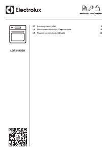 Vadovas Electrolux LOF3H10BK Orkaitė