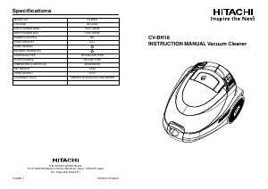 Manual Hitachi CV-BH18 Vacuum Cleaner