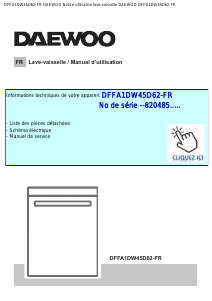 Mode d’emploi Daewoo DFFA1DW45D62-FR Lave-vaisselle