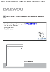 Mode d’emploi Daewoo DA1D5FW1FR Lave-vaisselle