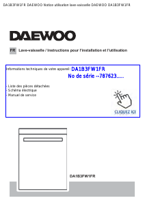 Mode d’emploi Daewoo DA1B3FW1FR Lave-vaisselle