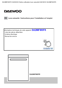 Mode d’emploi Daewoo DA288FW0FR Lave-vaisselle