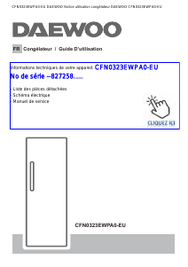 Mode d’emploi Daewoo CFN0323EWPA0-EU Congélateur