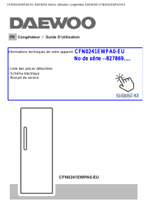 Mode d’emploi Daewoo CFN0241EWPA0-EU Congélateur