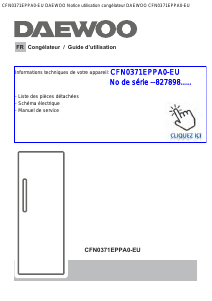 Mode d’emploi Daewoo CFN0371EPPA0-EU Congélateur