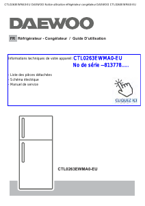 Mode d’emploi Daewoo CTL0263EWMA0-EU Réfrigérateur combiné
