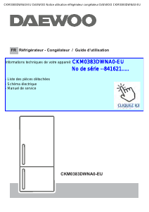 Mode d’emploi Daewoo CKM0383DWNA0-EU Réfrigérateur combiné