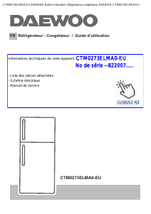 Mode d’emploi Daewoo CTM0273ELMA0-EU Réfrigérateur combiné